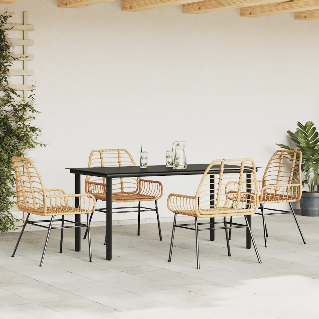 vidaXL Set da Pranzo da Giardino 5pz Polyrattan Vetro
