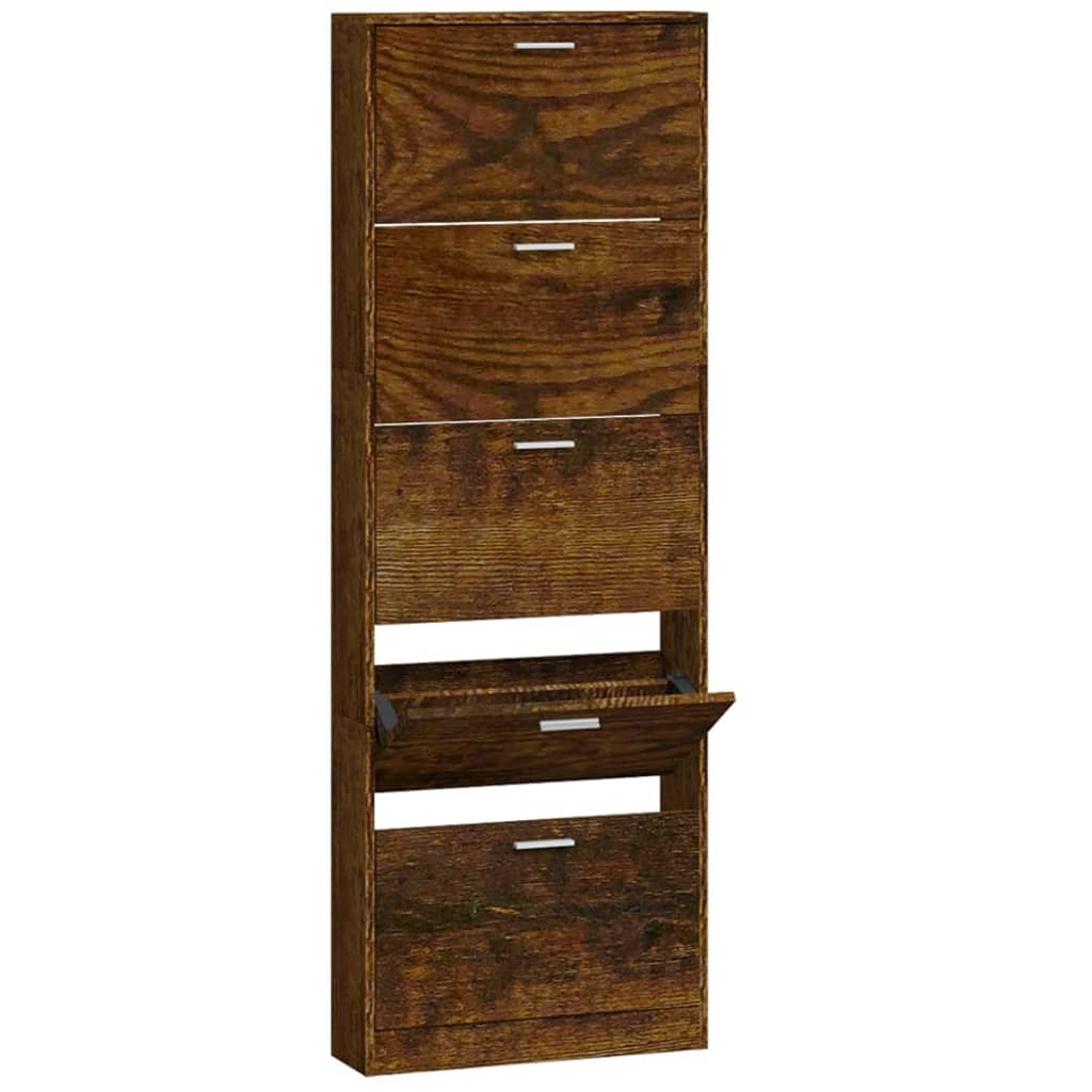 Scarpiera mobile contenitore per scarpe mobile per ingresso/corridoio/soggiorno 59 x 17 x 169 cm legno ingegnerizzato marrone 02_0021565