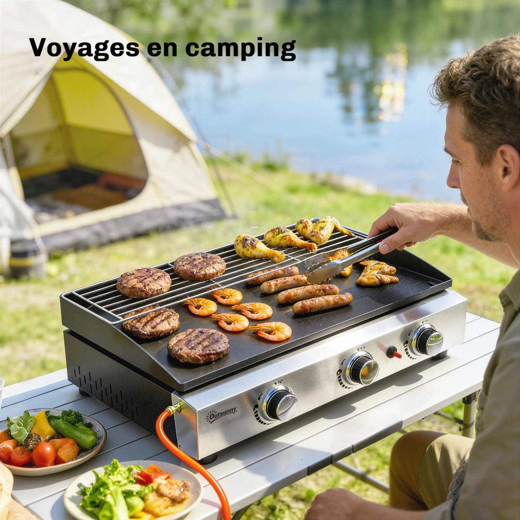 Piancotto Barbecue a Gas ¨C zephmum ¨C Nero, Acciaio Inox, 62x44x21cm