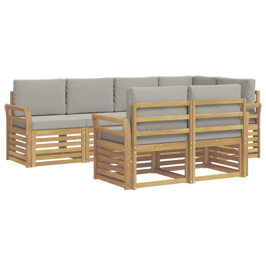 Set di divani da esterno 7 pcs Bianco e Grigio Chiaro 3391996