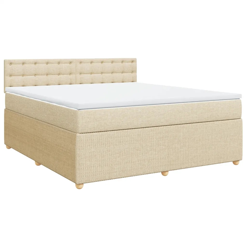 Giroletto a Molle con Materasso Crema 180x200 cm in Tessuto