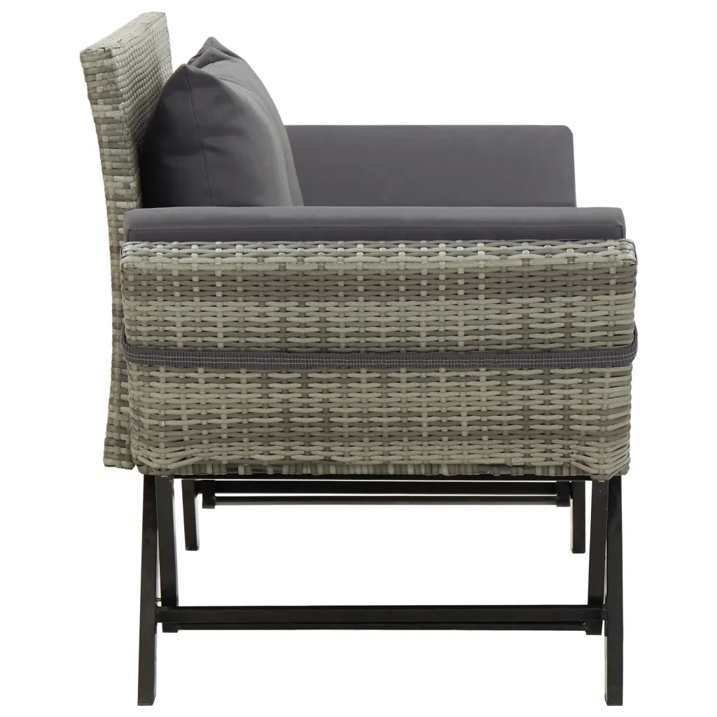 Panchina da Giardino | Panca da Giardino con Cuscini 176 cm in Polyrattan Grigio