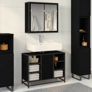 Set di mobili per il bagno 2 pcs Rovere Nero Legno multistrato