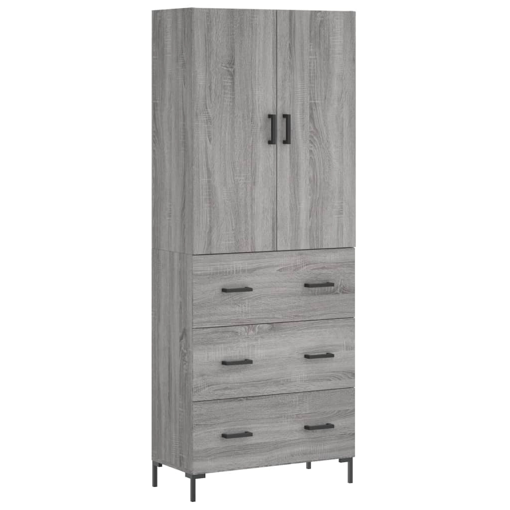 Buffet credenza cassettiera armadio mobile contenitore organizer cucina soggiorno salotto rovere Sonoma alto 69,5 x 34 x 180 cm legno ingegnerizzato grigio 02_0035575