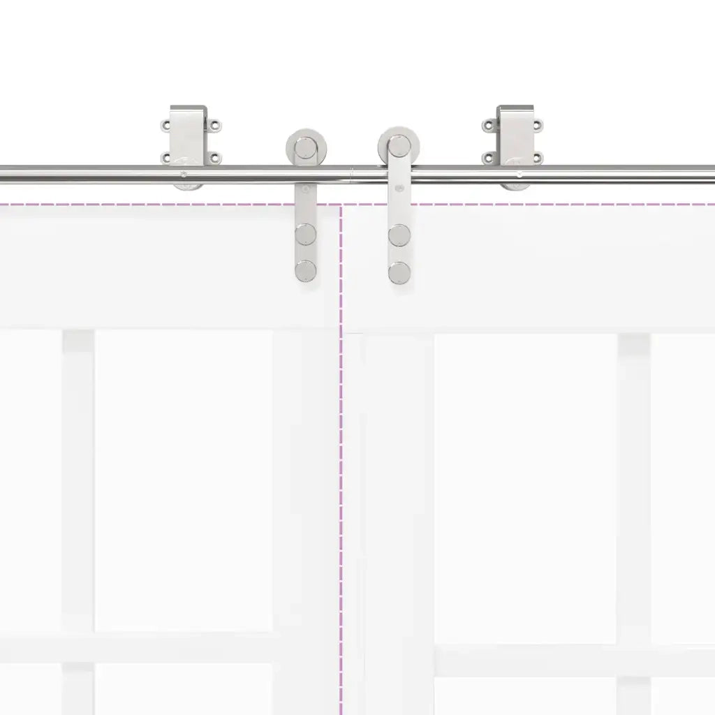 Kit Binari Porta Scorrevole 366 cm Acciaio Inossidabile Argento