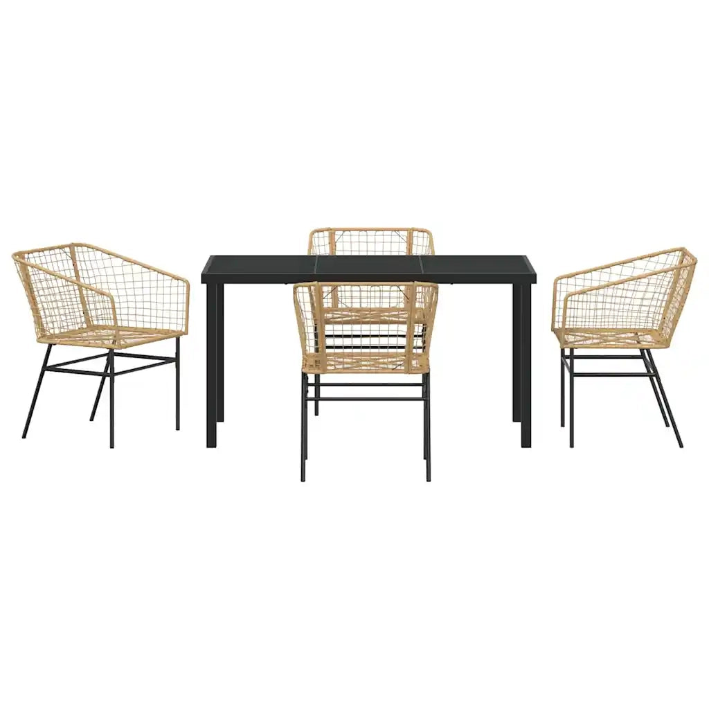 Set da Pranzo per Giardino 5 pcs Marrone polyrattan 3380899