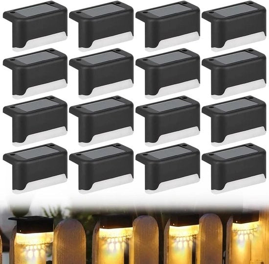 16 pezzi di lampade solari acqua-resistenti per esterno - alimentate da energia solare - per giardino, terrazza e scale - caldo bianco