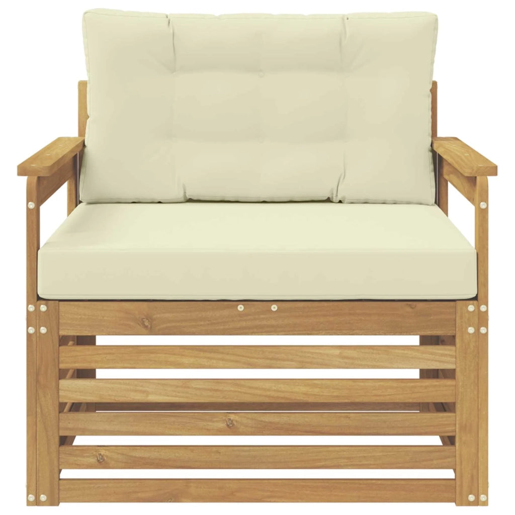 Divano da esterno-Divano da Giardino Poliestere Bianco e crema 333733