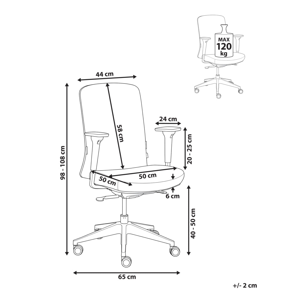 Sedia da ufficio ergonomica con schienale regolabile, seduta scorrevole, braccioli regolabili e supporto lombare rosso scuro