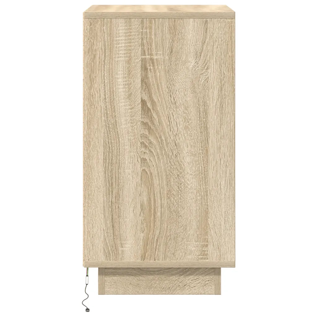 vidaXL Comodino con Luci LED Rovere Sonoma 38x34x65 cm