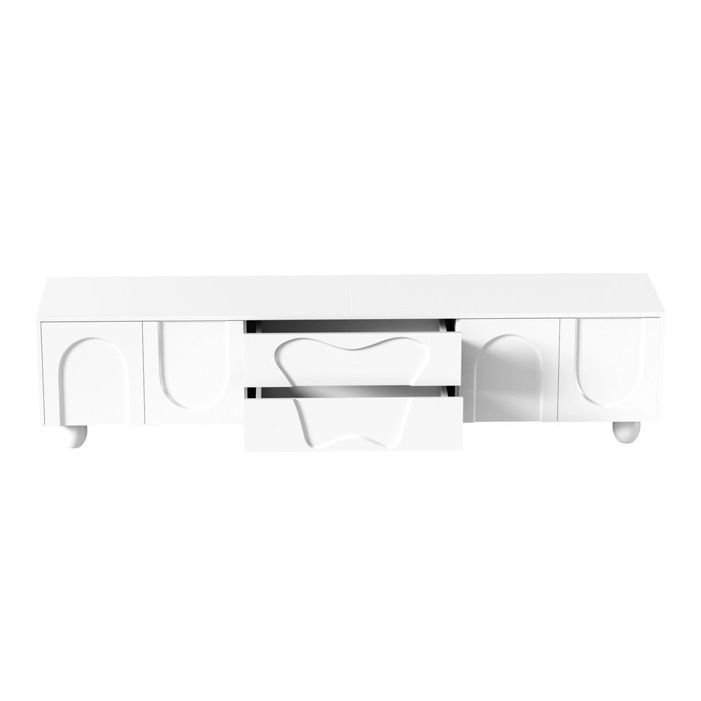 Mobile TV con Gambe in Legno ¨C Xylo ¨C Bianco, 180 cm