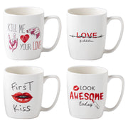 MAURY'S SET 4 TAZZE KISS CON DECORO ASSORTITO DA 390 CC