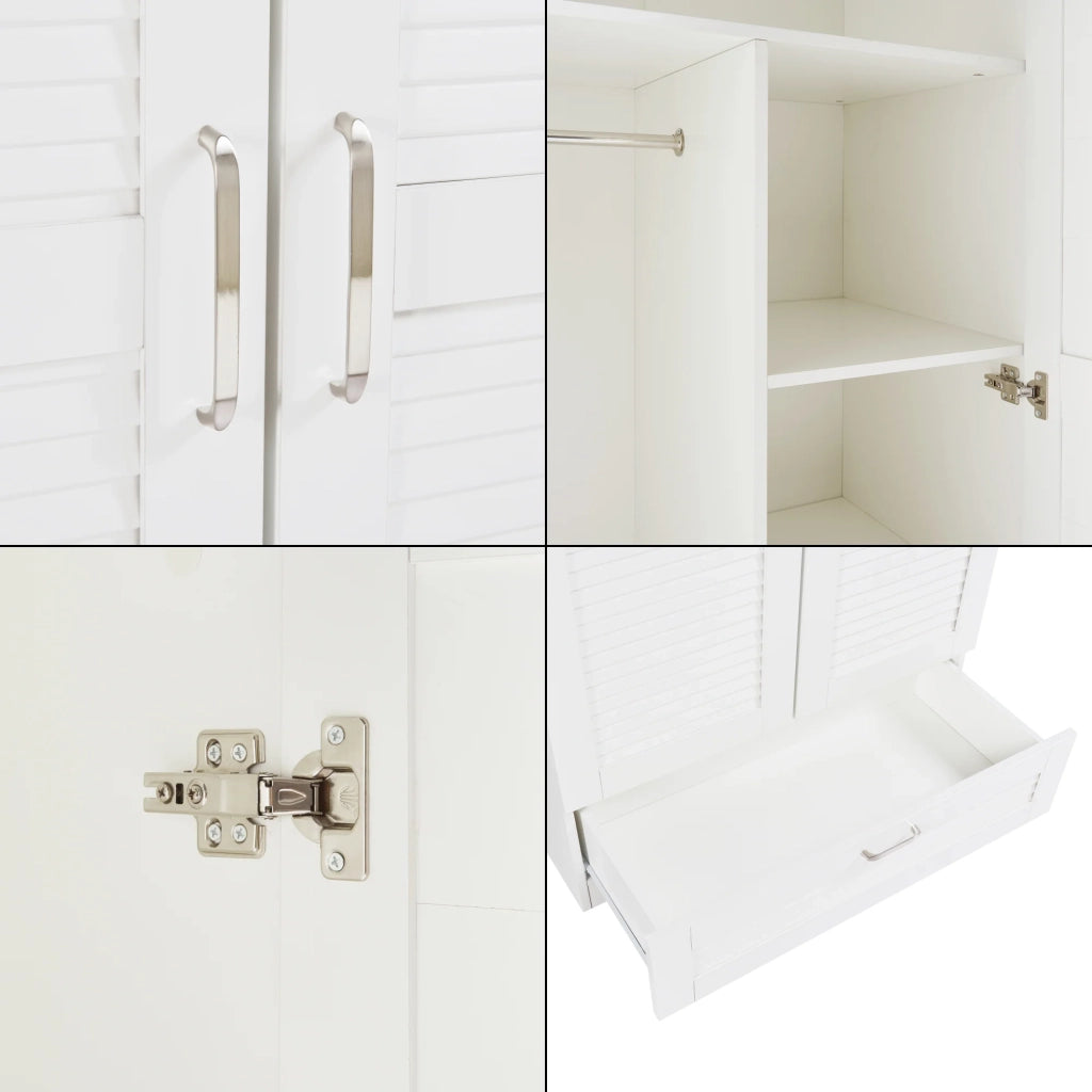 Scaffale guardaroba 176 x 80 x 52 cm mobile contenitore per camera da letto con 4 ripiani e 1 cassetto MDF bianco 03_0008869