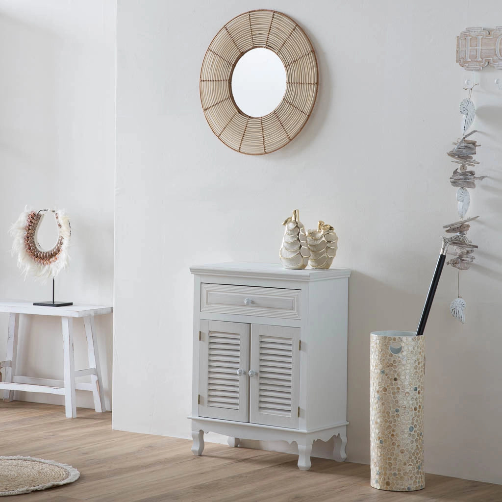 Specchio rotondo in rattan marrone 61x61x03h