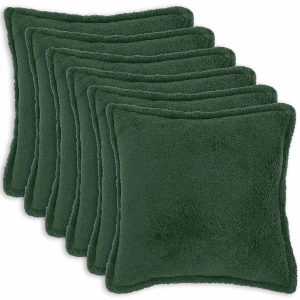 Federa 6 pcs HOUTEN Verde Scuro 65 x 65 cm Bouclé 921162