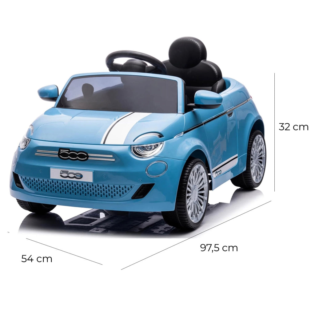 Macchina Elettrica per Bambini Licenza Fiat 500 12V con Telecomando Azzurro