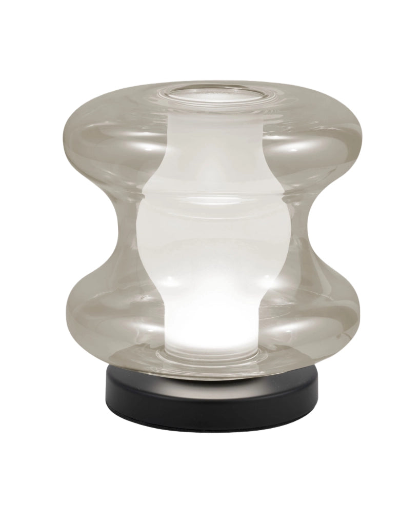 Lampada da Tavolo Frua Ø18cm, LED 7W Integrato 750lm, CCT Switch 2700K/3000K/4000K, Struttura Metallo e Vetro Borosilicato Cognac - Frua