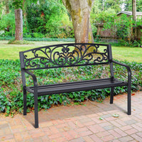 Panchina da Giardino 2 Posti 127x60x87 cm in Metallo Nero