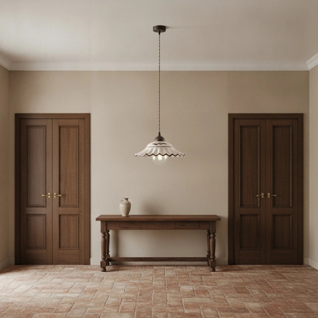 Lampadario Rustico Palma 1 Luce Bianco LuceArt Classic
