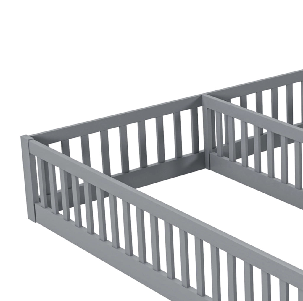 Letto per bambini con sponde di sicurezza; 90x200 cm; pino e MDF; grigio