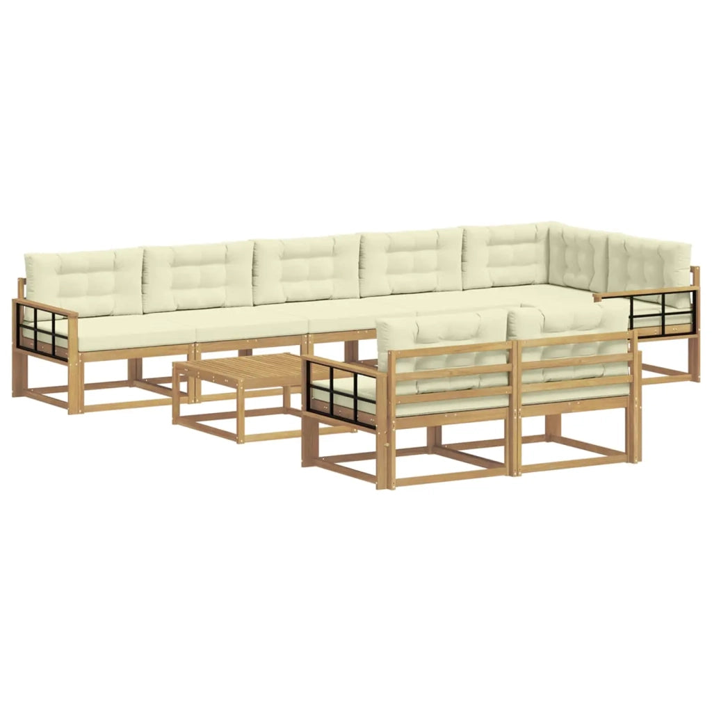 Set di divani da esterno 9 pcs Bianco e Crema 79 x 79 x 37 cm