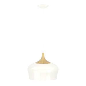 Lampadario A Sospensione Minimal Obregon Acciaio Crema 1 Luce E27