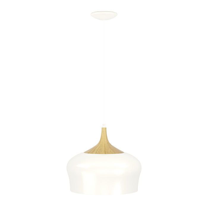 Lampadario A Sospensione Minimal Obregon Acciaio Crema 1 Luce E27