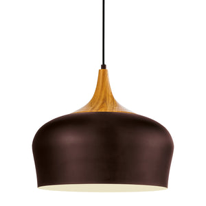 Lampadario A Sospensione Minimal Obregon Acciaio Marrone Crema 1 Luce E27