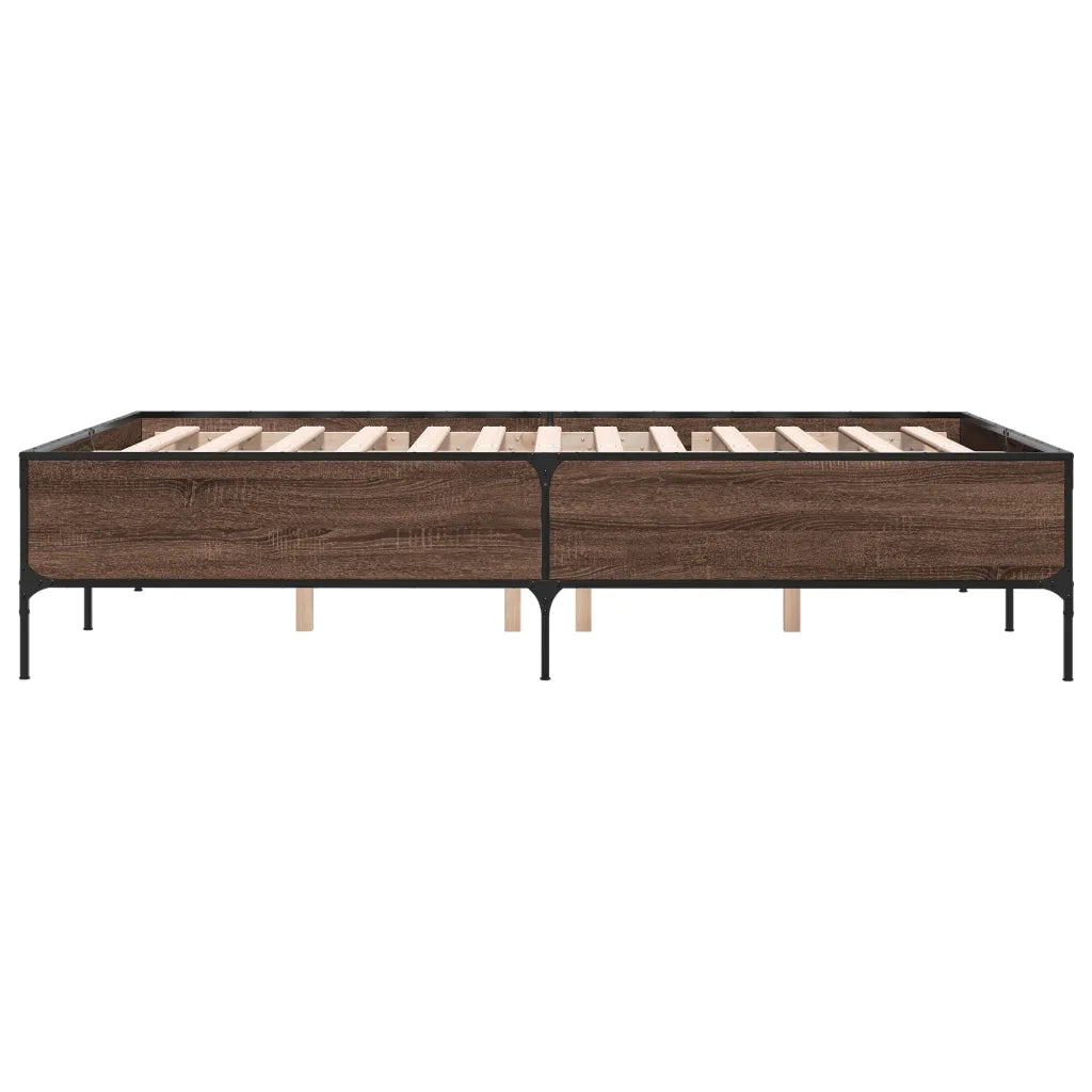 Giroletto-Struttura Letto Rovere Marrone 135x190cm in Legno Multistrato Metallo 330010