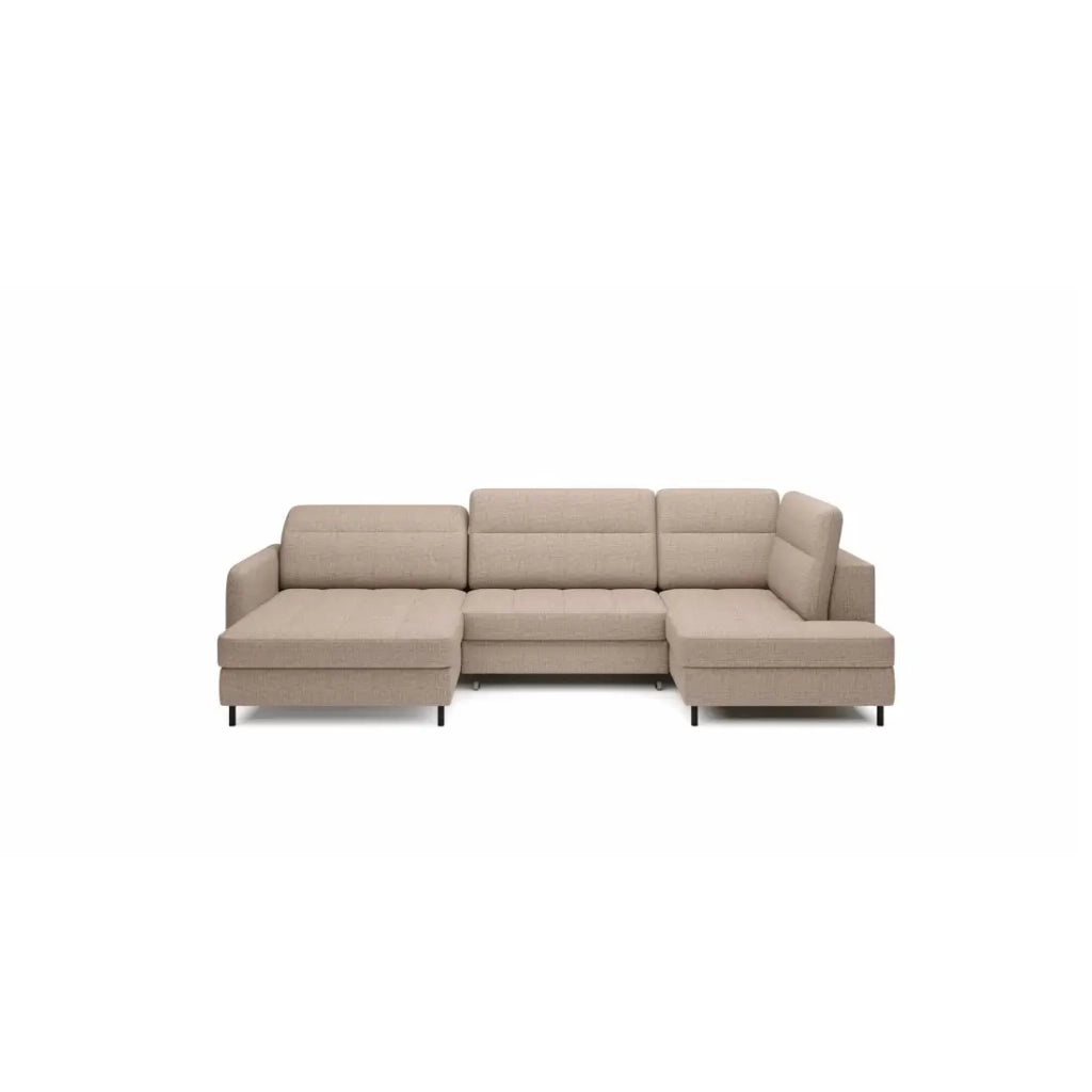 Divano angolare convertibile BERTHO 306 cm beige chiaro – Angolo sinistro con contenitore