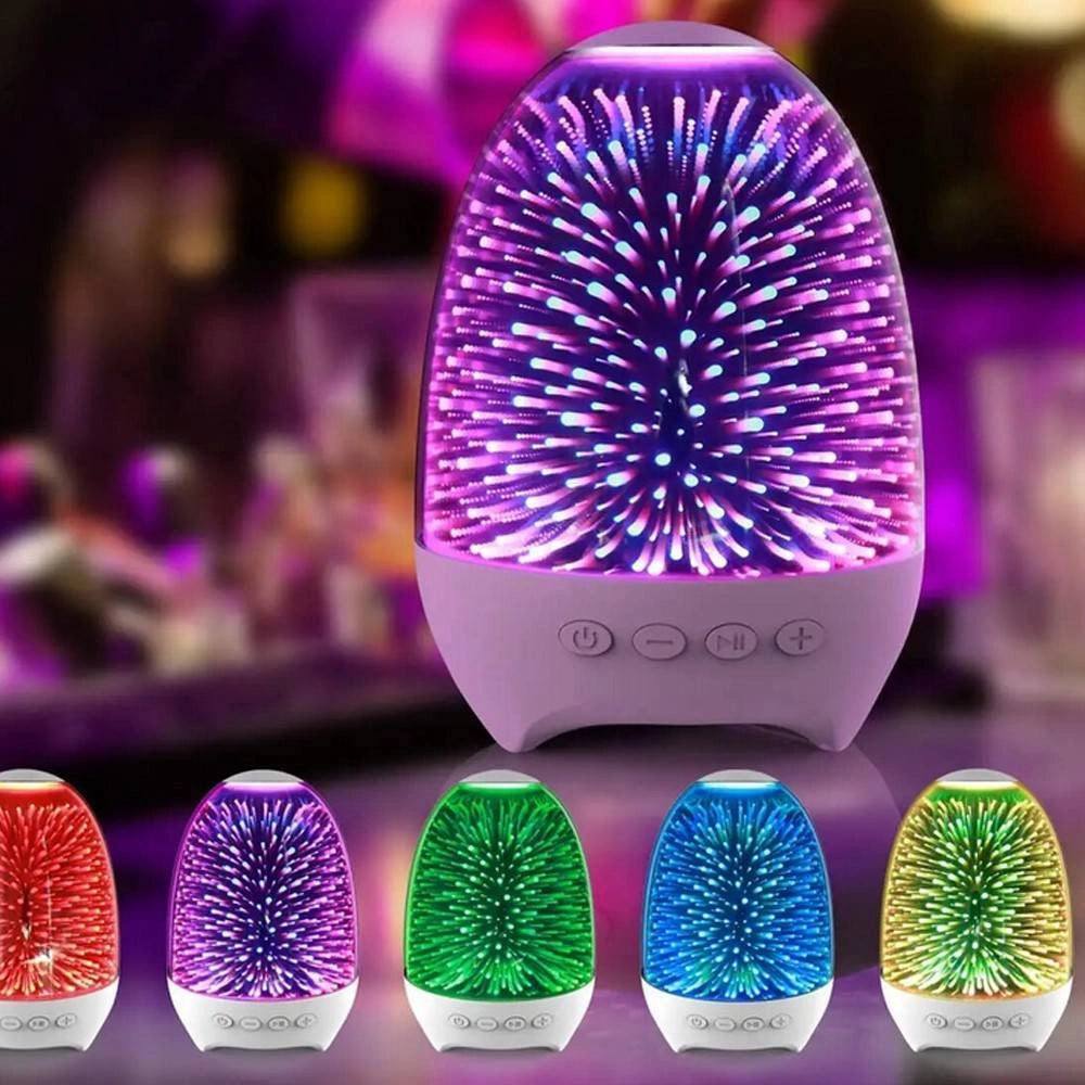 Trade Shop - Lampada A Led Luce Notte 3d Cassa Bluetooth Integrata Effetto Fuochi Artificio -