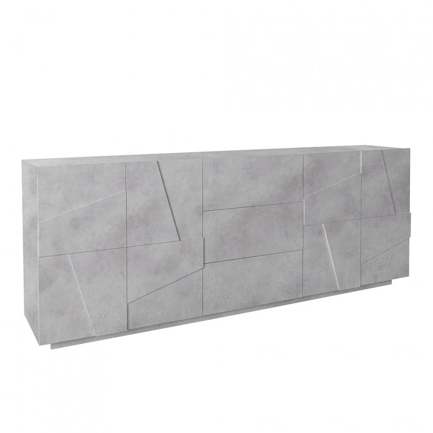 Credenza Moderna Cemento con 4 Ante e 3 Cassetti Ping