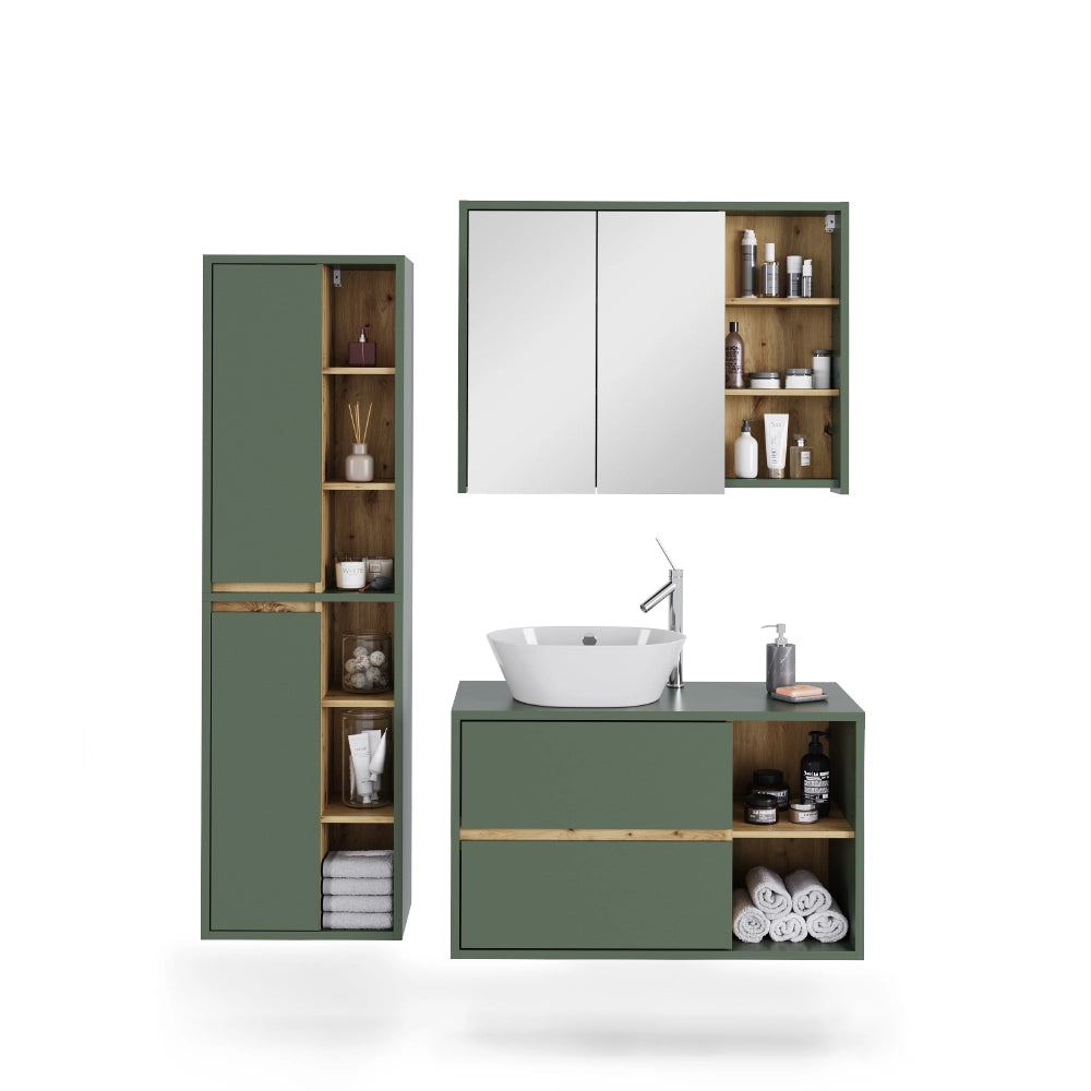 Vicco Set di mobili da bagno Verde/Artigianale 3 parti