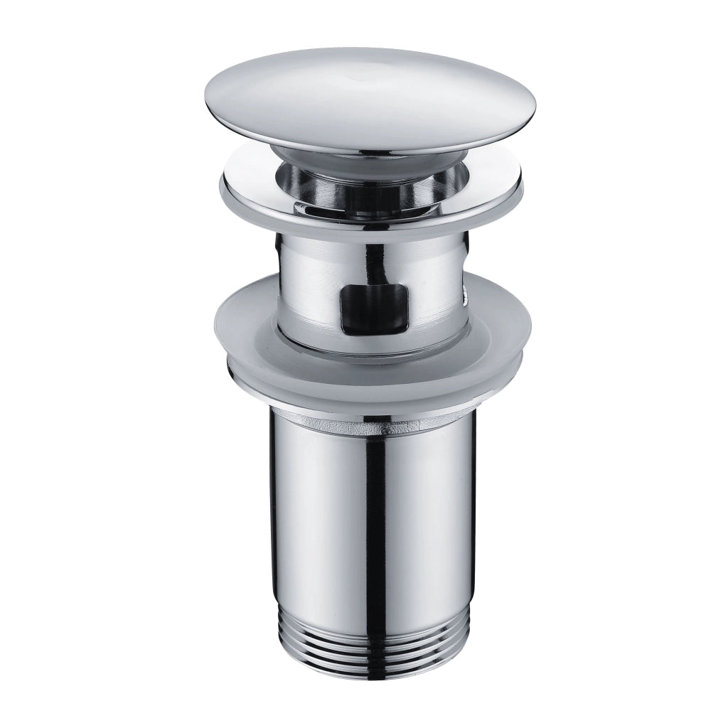 IMEX Valvola click-clack lunga in ottone cromato e acciaio compatibile lavabi e bidet con-senza troppopieno filettatura 1 1-4 sistema apertura chiusura 20000 cicli montaggio rapido - Modello Imex