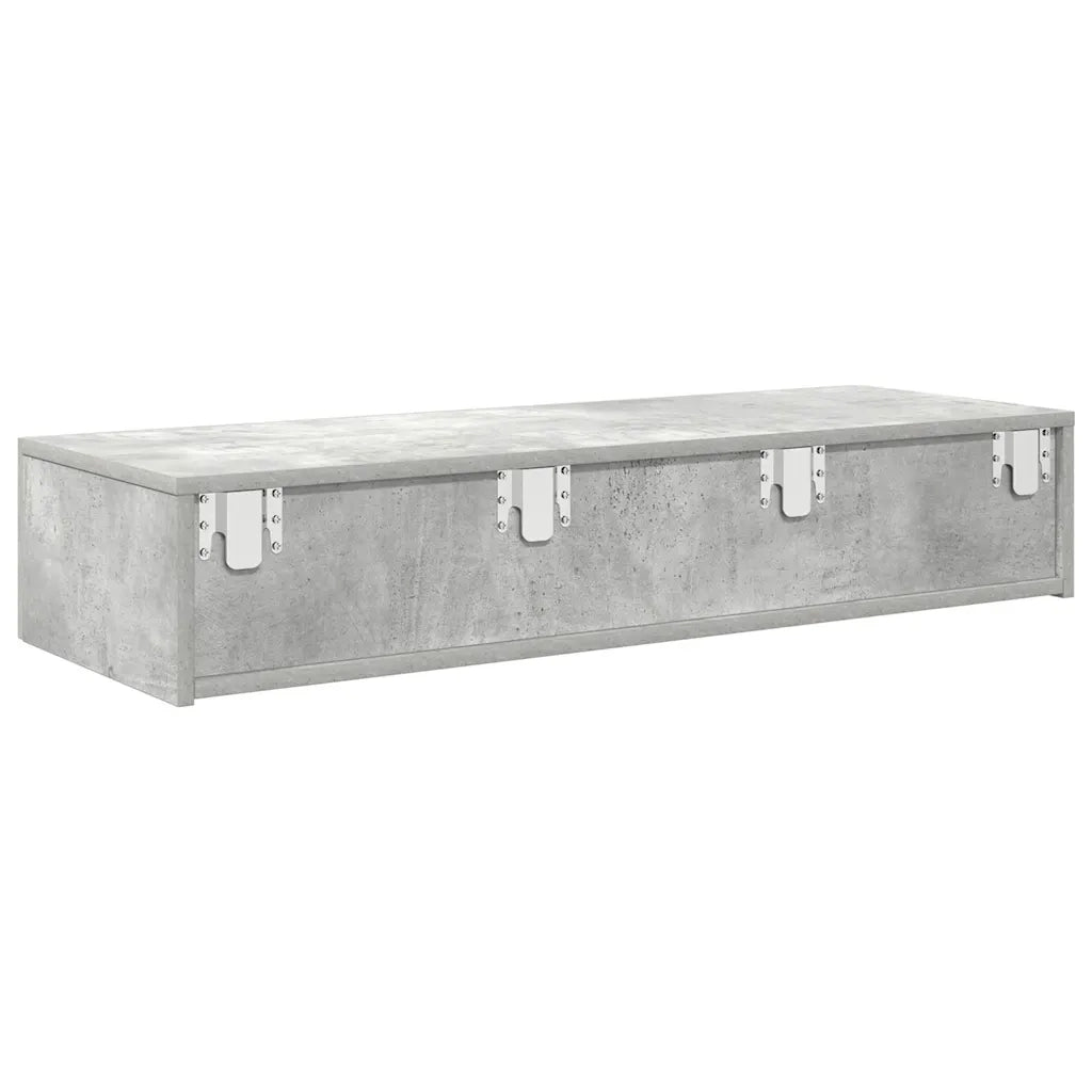 Scaffale a Parete con Cassetti Grigio 100x36x19cm in Truciolato 859989