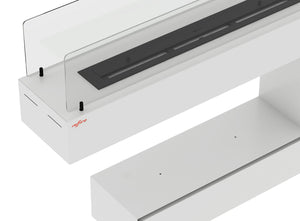 Camino a Bioetanolo da Pavimento 110x92 cm Spectrum Bianco con Vetro