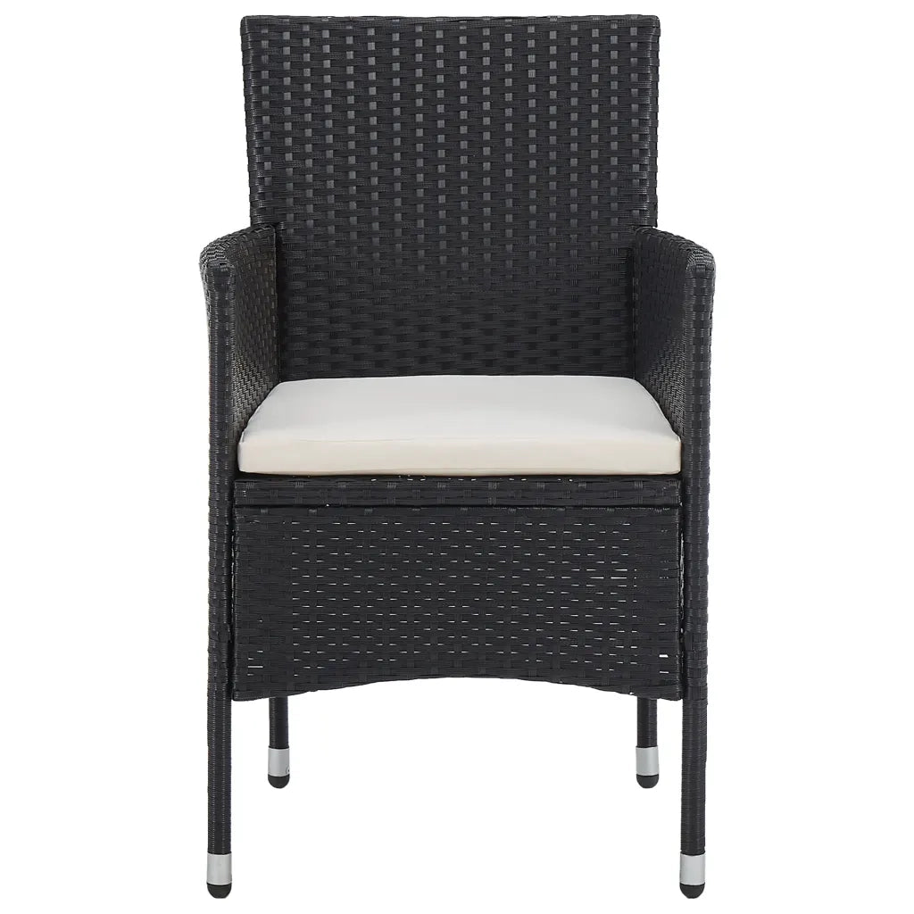 Set Sedie da Pranzo per Giardino 2 Pz in Polyrattan Nero 46179