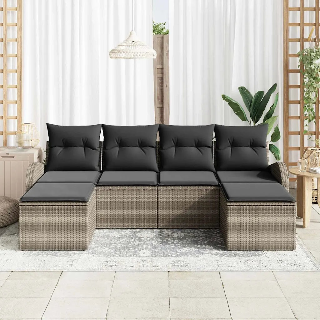 Set di divani con cuscino 6 pcs Grigio polyrattan 3354818