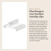 Hangers Antislip 10 pezzi - Hangers per pantaloni - Clip regolabili - Ganci giratoi 360 gradi - Leggeri - Adatti per viaggio
