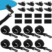 Kit di fissaggio per piscina - 24 pezzi - Incluso 8 cinturoni in nylon per ombrelloni - 8 clip - 8 chiusure a clip - Nylon nero - Protezione solare per ombrelloni