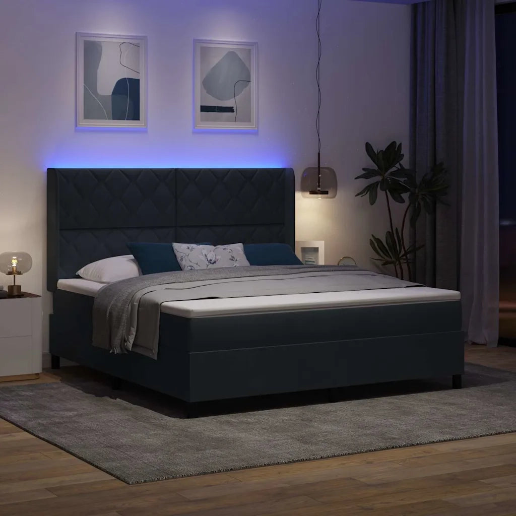 Letto a molle con strisce LED Grigio scuro 180 x 200 cm Velluto 3343935