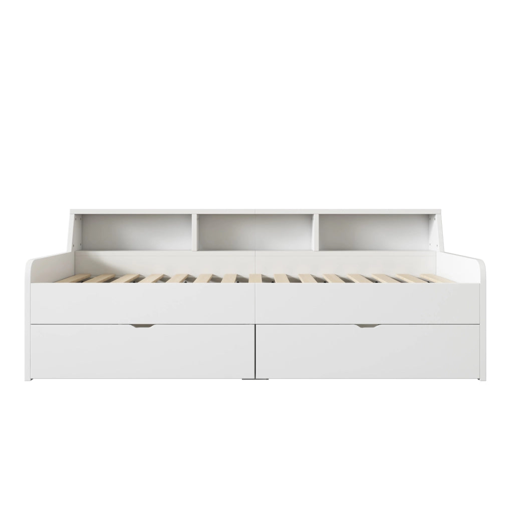 LETTO Daybed 90x200 cm con 2 cassetti e vani contenitore Bianco