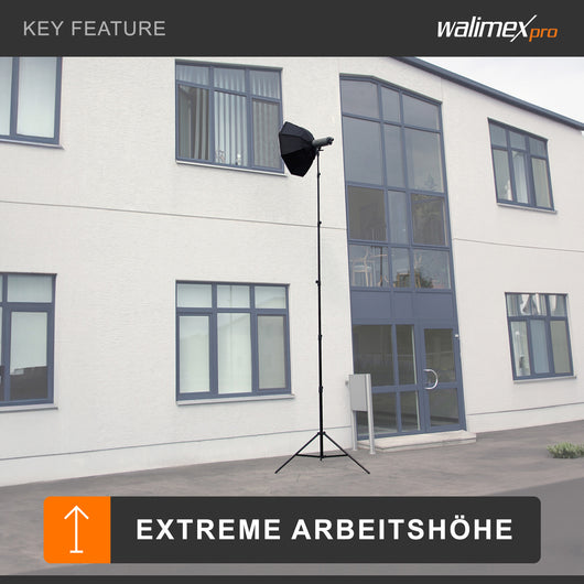 AIR Jumbo 730 Stativo per luci max 22,5 kg Cavalletto fotografico con altezza fino a 730 cm, in alluminio, Treppiedi con attacco per apparecchiature foto e video