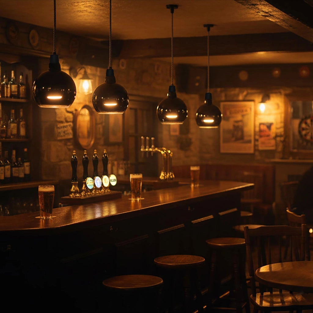 Lampada di design vetro LED E27 nera serie BLACK MOON luce calda decorativa Effetto Fluttuante bar pub ristorante albergo Ø 150mm