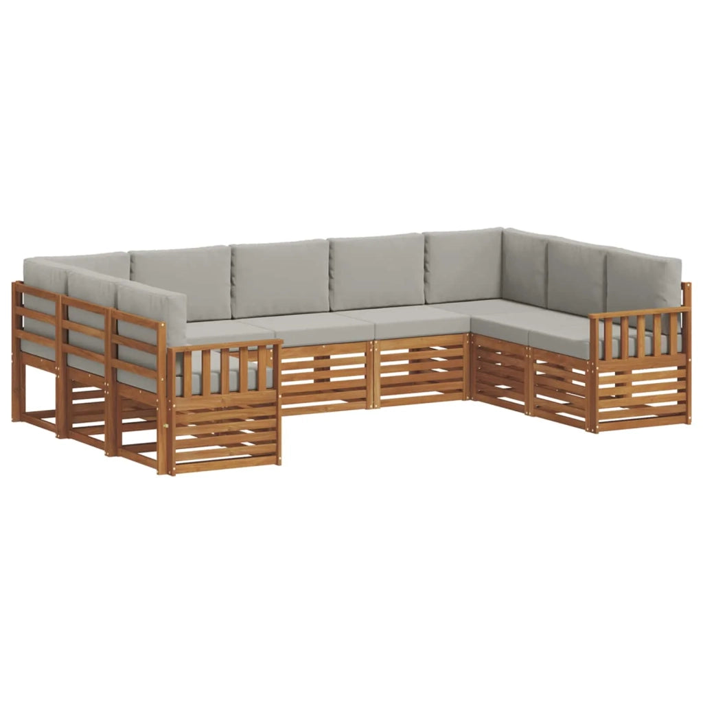 Set divano sezionale con cuscino 9 pcs Grigio Naturale e Chiaro