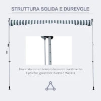 Tenda da Sole a Bracci 3x1.5m con Manovella e Struttura Telescopica, Bianco e Verde