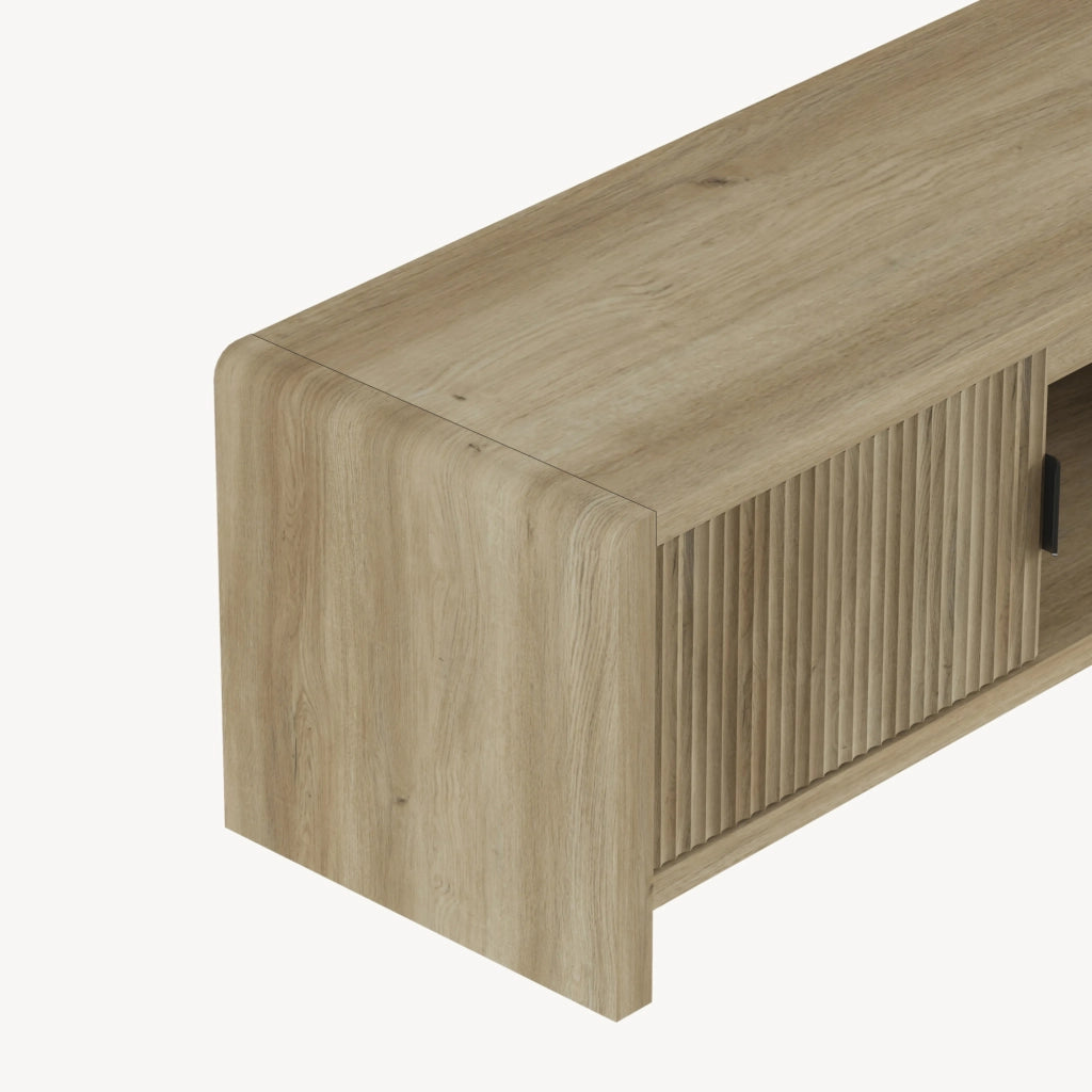 Mobile TV Lukkodso con 2 Ante e Vano Centrale Aperto 150x40x40 cm Effetto Rovere Medio Chiaro [en.casa]