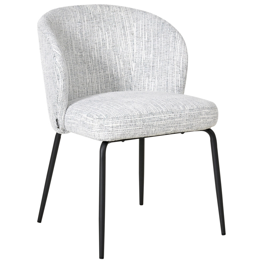 Set di 2 sedie da pranzo con rivestimento in tessuto seduta imbottita e gambe in ferro bianco e blu