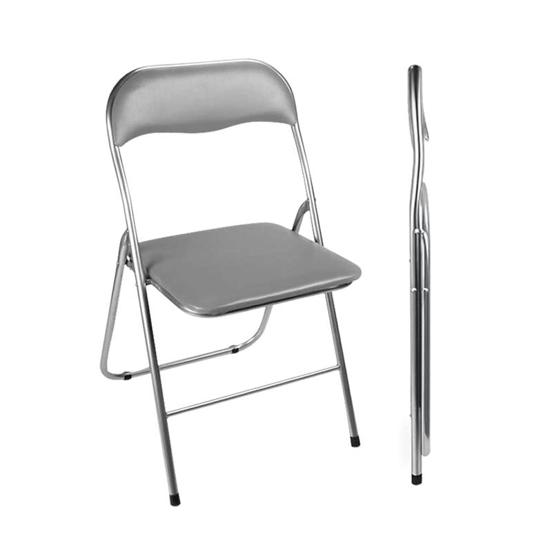 SET 6 SEDIE PIEGHEVOLI IMBOTTITE GRIGIO, 44X45X78H CM, SEDUTA COMODA, PORTATILE, STRUTTURA IN METALLO, SLIM, SALVASPAZIO, RESISTENTE