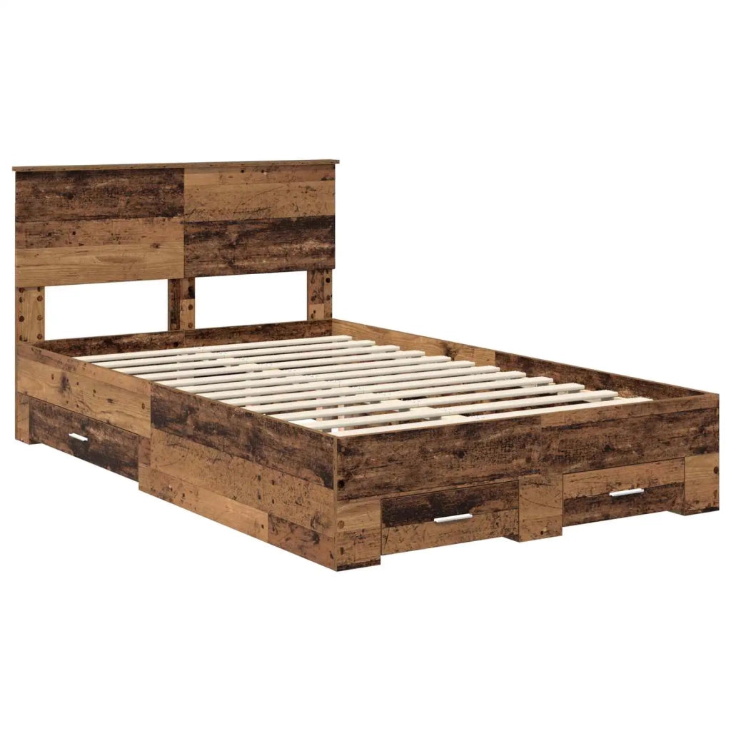 Letto matrimoniale | Letto per adulti | Struttura del letto con testiera Legno vecchio 120 x 190 cm